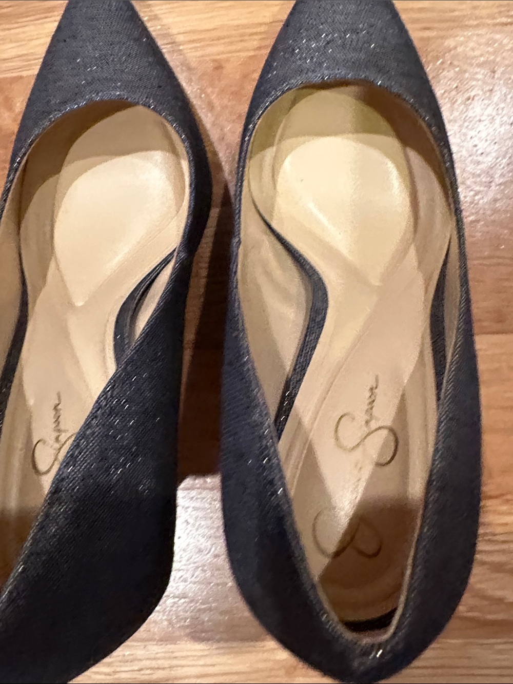 Jessica Simpson Light Blue Denim Lame Pointed-Toe Pumps - Picture 6 of 8
